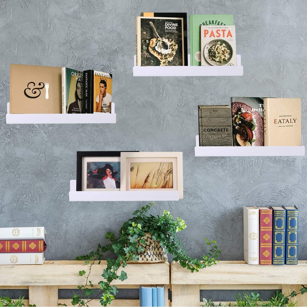 6 White Floating Wall Shelves for Home Decor